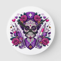 Sugar Skull Nurse Clock