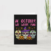 Sugar Skull Oker Roze borstkankerbewustzijn H Kaart (Voorkant)