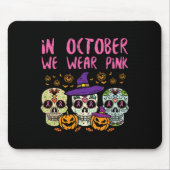 Sugar Skull Oker Roze borstkankerbewustzijn H Muismat (Voorkant)