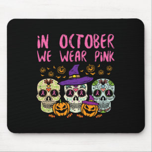 Sugar Skull Oker Roze borstkankerbewustzijn H Muismat