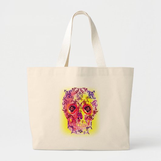 SUGAR SKULL PSYCHEDELIC AFDRUKKING GROTE TOTE BAG (Voorkant)