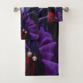 Sugar Skull Red Roses Paarse Bad Handdoek (Insitu)