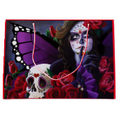 Sugar Skull Red Roses Paarse Groot Cadeauzakje (Voorkant)