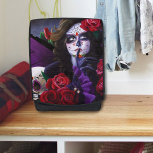 Sugar Skull Red Roses Paarse Rugtassen