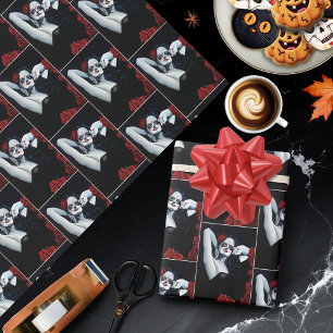 Sugar Skull Red Roses Zwart Cadeaupapier