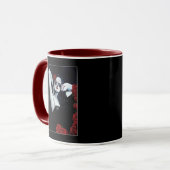 Sugar Skull Red Roses Zwart Mok (Voorkant links)