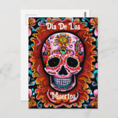  Sugar Skull Retro Dag van de Doden Briefkaart (Voorkant / Achterkant)