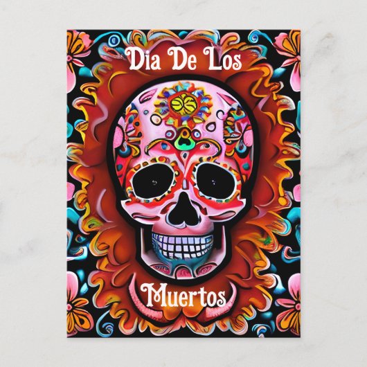  Sugar Skull Retro Dag van de Doden Briefkaart (Voorkant)