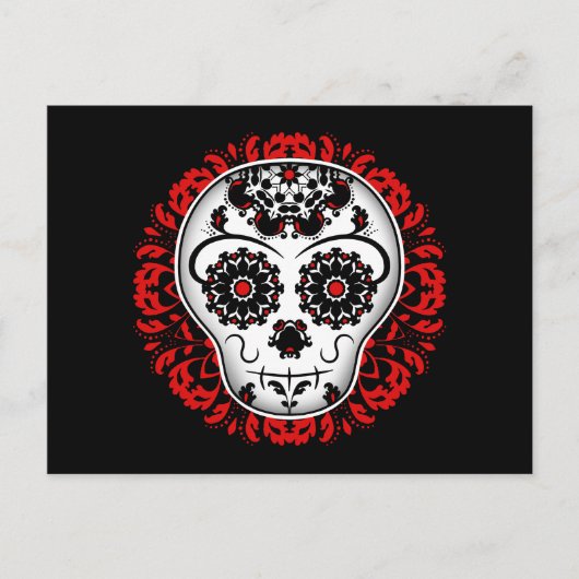 Sugar skull rode versie briefkaart (Voorkant)