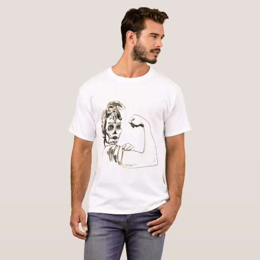 Sugar Skull Rosy de Riveter, Ann Charles T-shirt (Voorkant volledig)