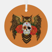 Sugar Skull Rozen Uil Glas Ornament (Achterkant)