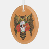 Sugar Skull Rozen Uil Glas Ornament (Voorkant links)