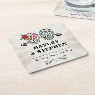 Sugar Skull Rustic Onderzetters Plaats Trouwfeest