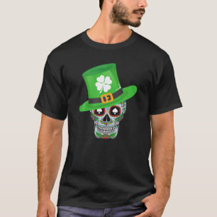 Sugar Skull Saint Patricks Day Shamrock Pet Graphi T-shirt