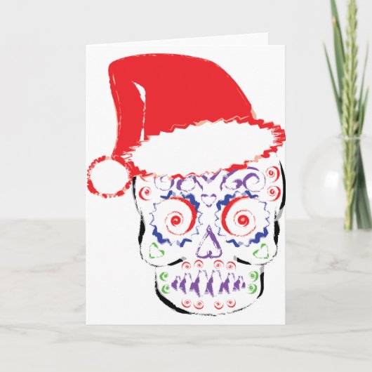 Sugar Skull Santa Feestdagen Kaart (Voorkant)