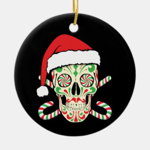 Sugar Skull Santa Keramisch Ornament