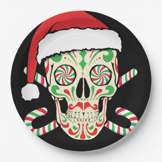 Sugar Skull Santa Papieren Bordje (Voorkant)