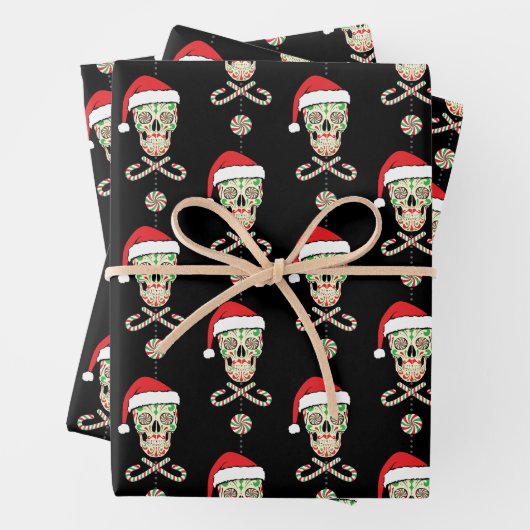 Sugar Skull Santa Pattern Inpakpapier Vel (In situ)