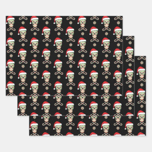 Sugar Skull Santa Pattern Inpakpapier Vel