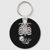 Sugar Skull Skeleton Halloween Pregnancy Annouceme Sleutelhanger (Voorkant)