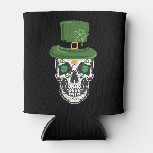 Sugar Skull St Patrick Day Leprechaun Shamrock Blikjeskoeler (Voorkant)