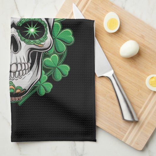 Sugar Skull St Patrick Day Lucky Shamrock Theedoek (Quarter Fold)