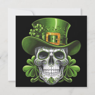 Sugar Skull St Patrick's Day Shamrock Kaart