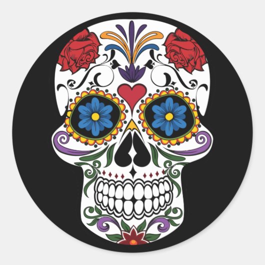Sugar Skull Sticker Black-Day of the Dead (Voorkant)