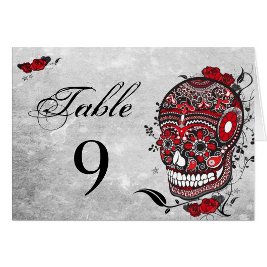 Sugar Skull Table Number Ontvangkaarten (Voorkant Horizontaal)