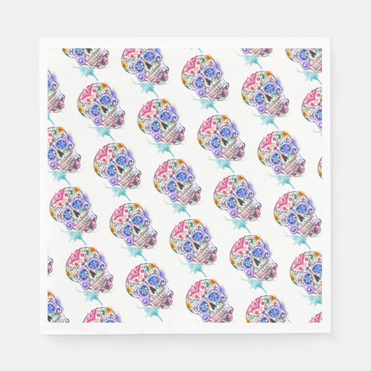 Sugar Skull Tattoo DAY OF THE DEAD Kleurrijke Koel Servet (Voorkant)