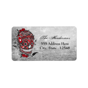 Sugar Skull Tattoo Design Mexican Illustration Etiket