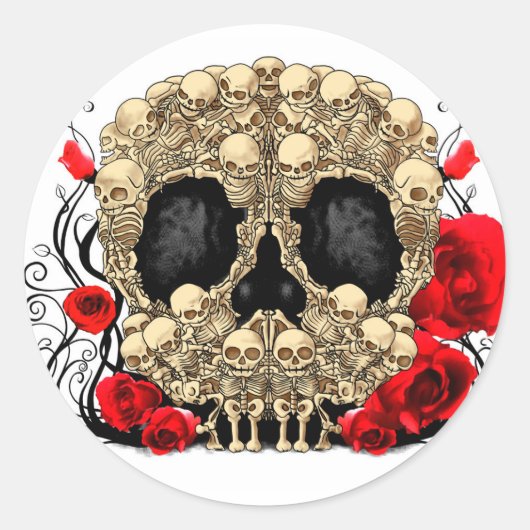Sugar Skull - Tattoo ontwerp Ronde Sticker (Voorkant)