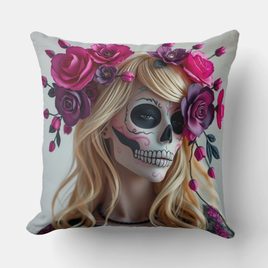 Sugar skull throw pillow kussen (Voorkant)