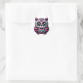 Sugar Skull Uil, dag van de dode uil Ronde Sticker (Tas)