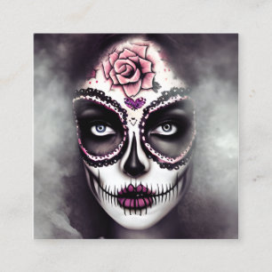 Sugar Skull Vrouw Donker Grunge Gothic Steampunk S Vierkante Visitekaartje
