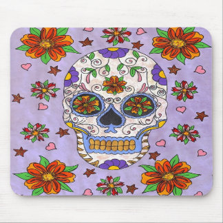 Sugar Skull with Marigolds Muismat