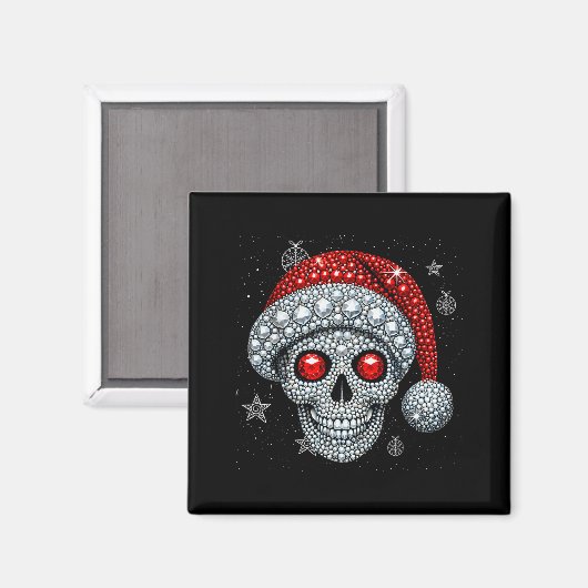 Sugar Skull With Santa Hat Tee Christmas Pajama Xm Magneet (Voorkant / Achterkant)
