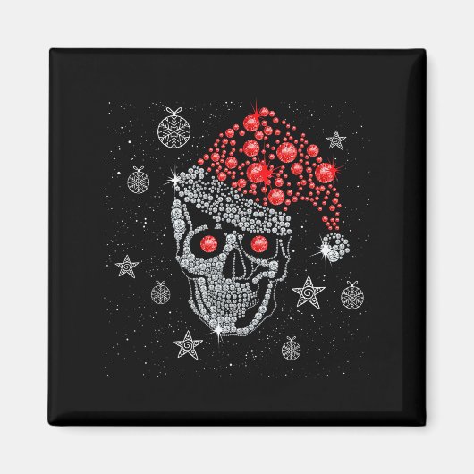 Sugar Skull With Santa Hat Tee Christmas Pajama Xm Magneet (Voorkant)
