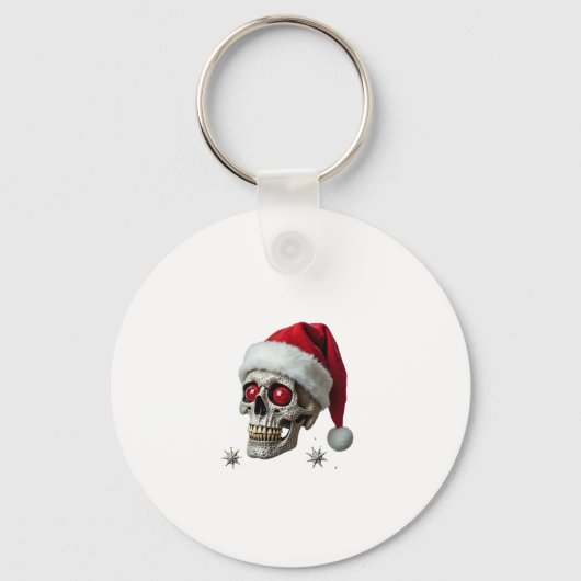 Sugar Skull with Santa Hat Tee Christmas Pajama Xm Sleutelhanger (Voorkant)
