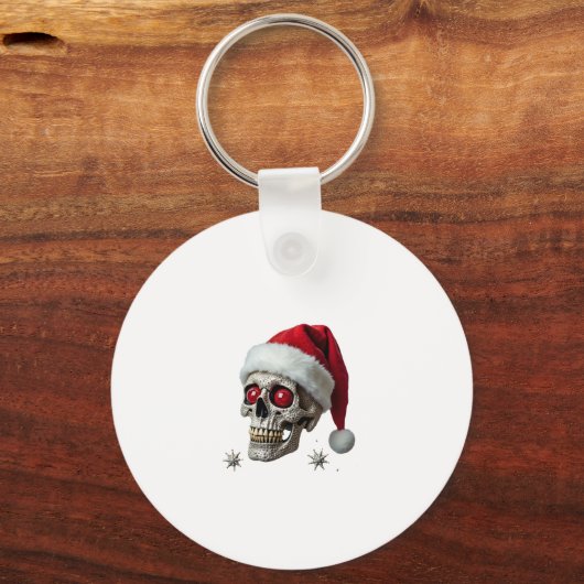Sugar Skull with Santa Hat Tee Christmas Pajama Xm Sleutelhanger (Voorkant)