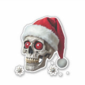 Sugar Skull with Santa Hat Tee Christmas Pajama Xm Sticker (Voorkant)