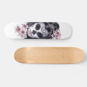 Sugar Skull Woman Blossom Flowers Illustration Skateboard (Horizontaal)