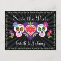 Sugar Skulls and Flowers Save the Date