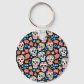 Sugar Skulls and Flowers Sleutelhanger (Voorkant)