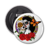 Sugar Skulls Art Nouveau Button Flesopener (Voorkant)