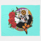 Sugar Skulls Art Nouveau Fleece Deken (Voorkant (Horizontaal))