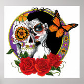 Sugar Skulls Art Nouveau Poster (Voorkant)