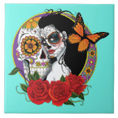 Sugar Skulls Art Nouveau Tegeltje (Voorkant)