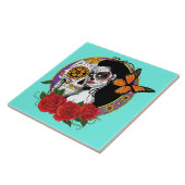 Sugar Skulls Art Nouveau Tegeltje (Zijkant)