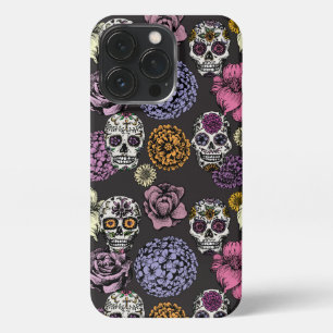 Sugar Skulls Black iPhone 13 Pro Hoesje